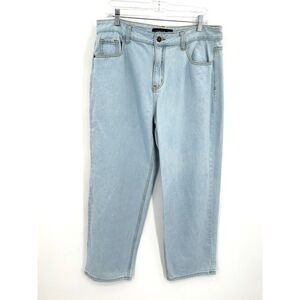 LIONESS High Rise Wide Leg Light Wash Blue Denim Jeans Size XXL